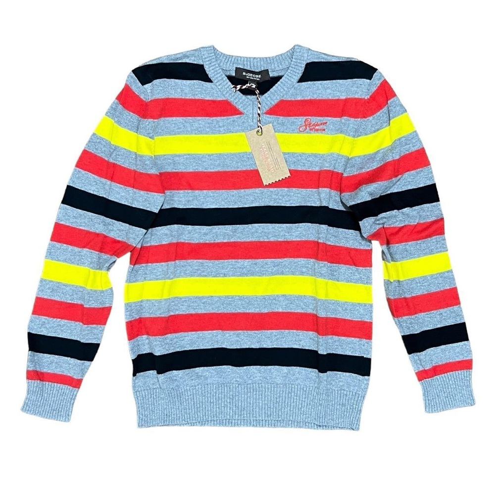 St. George by Duffy Boys Striped Knit Cotton Sweater Size Age 9-10 Vintage NWT